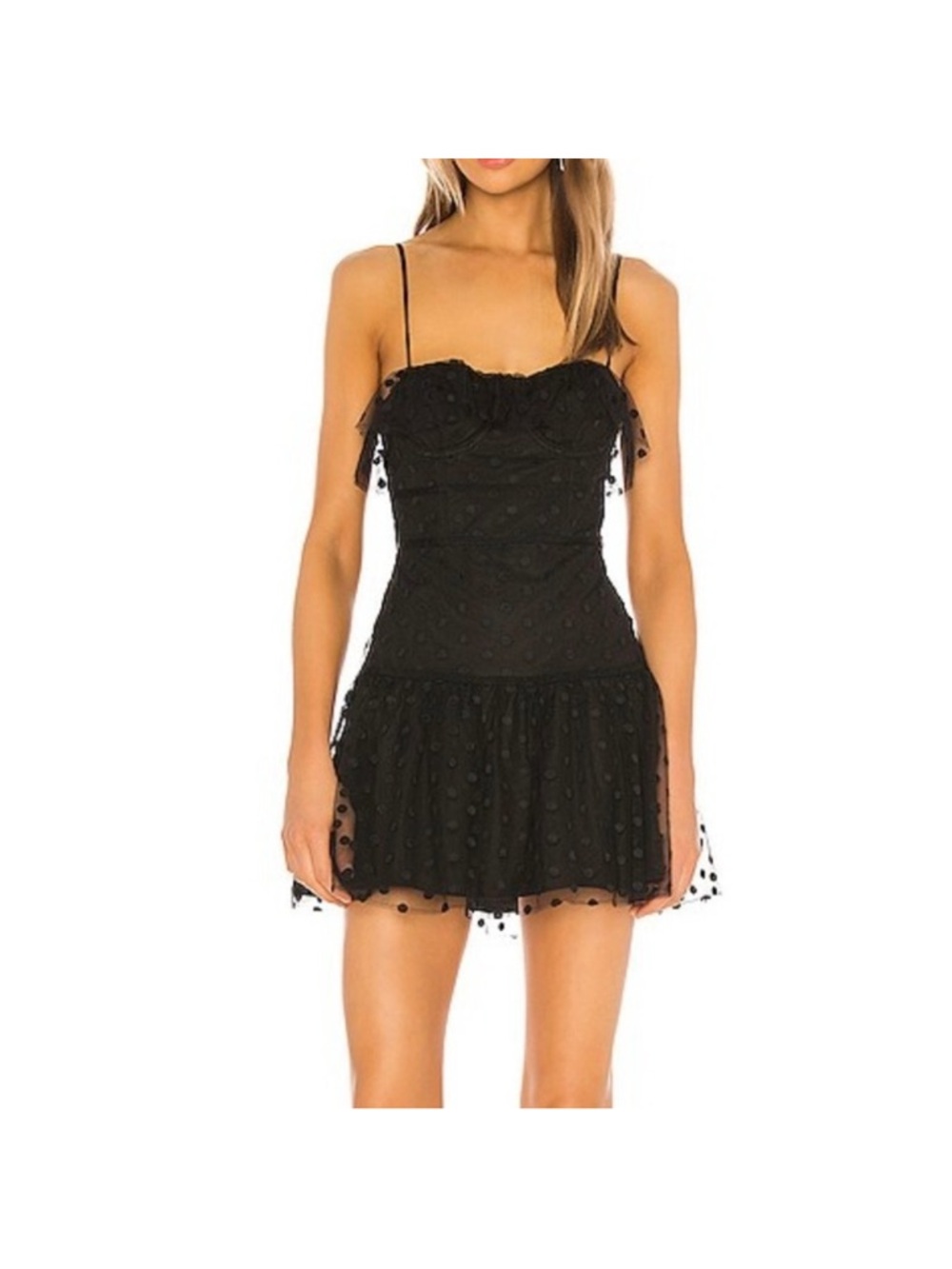 Majorelle Shelly Black Polka Dot Mini Dress